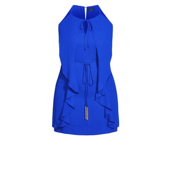 City Chic Waterfall Tunic in Cobalt - Picture 1 of 9